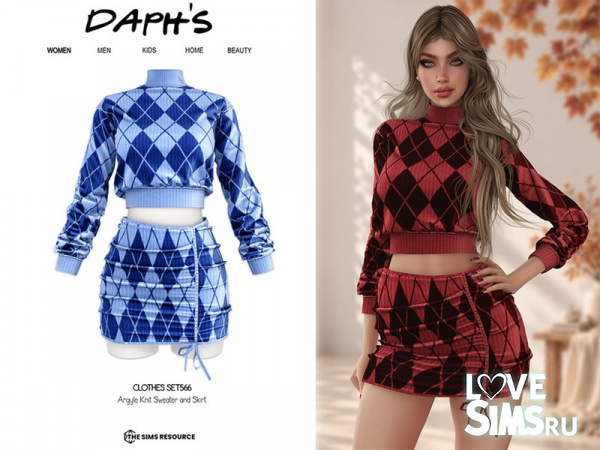Набор Argyle Knit Sweater and Skirt